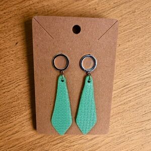 Handmade Green Textured Earrings